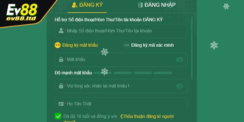 Hoàn tất đăng ký EV88